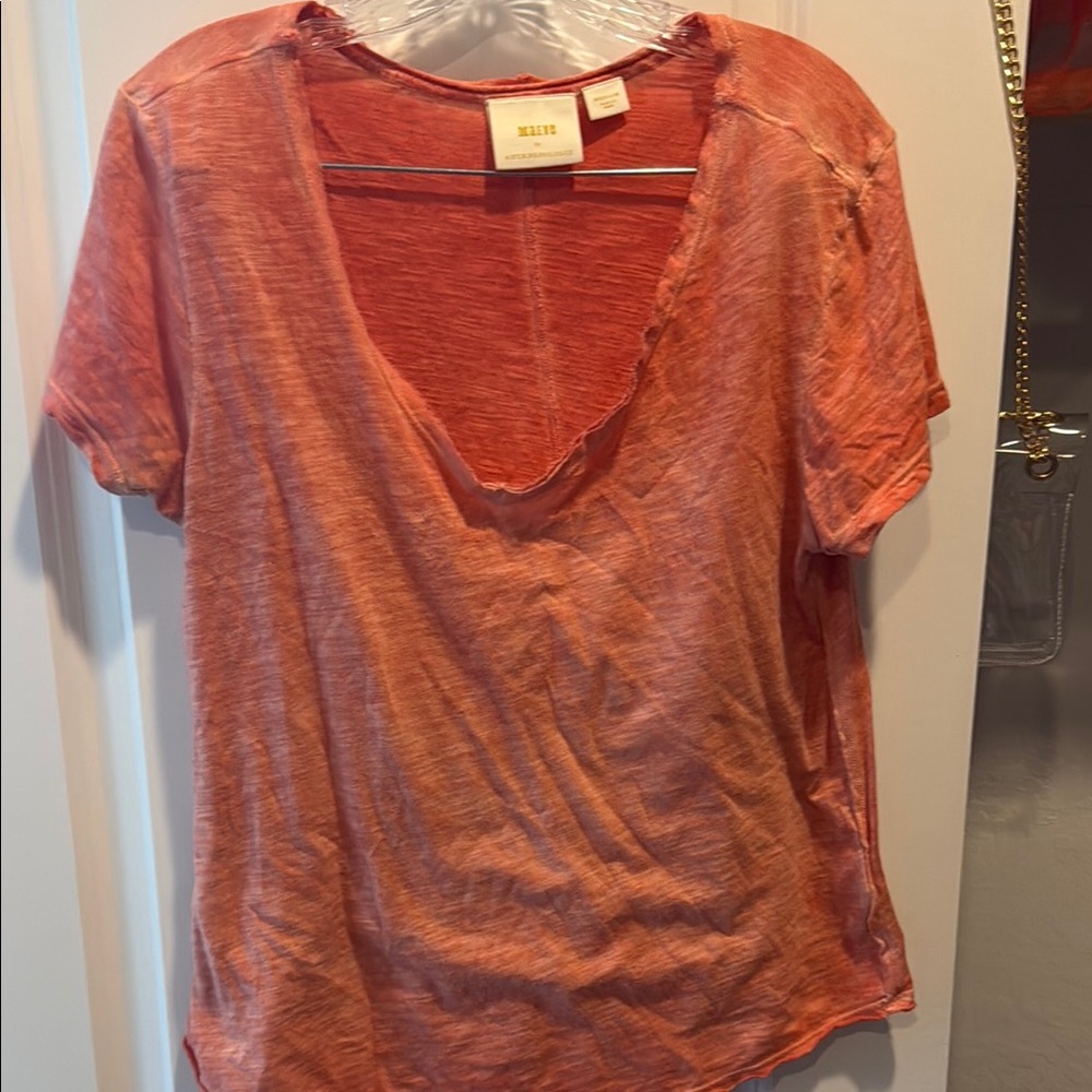 Women's Orange V-Neck Top